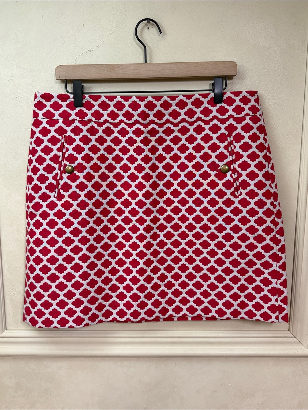 Ann Taylor Loft Red & White Mod Print Skirt
